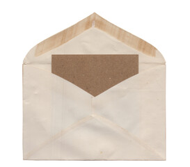 Vintage paper postcard old background with envelope isolated