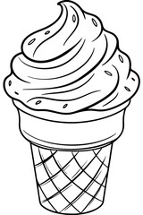 A swirl of soft serve ice cream in a cone illustration for digital use and design projects, stock art for creative and commercial use.