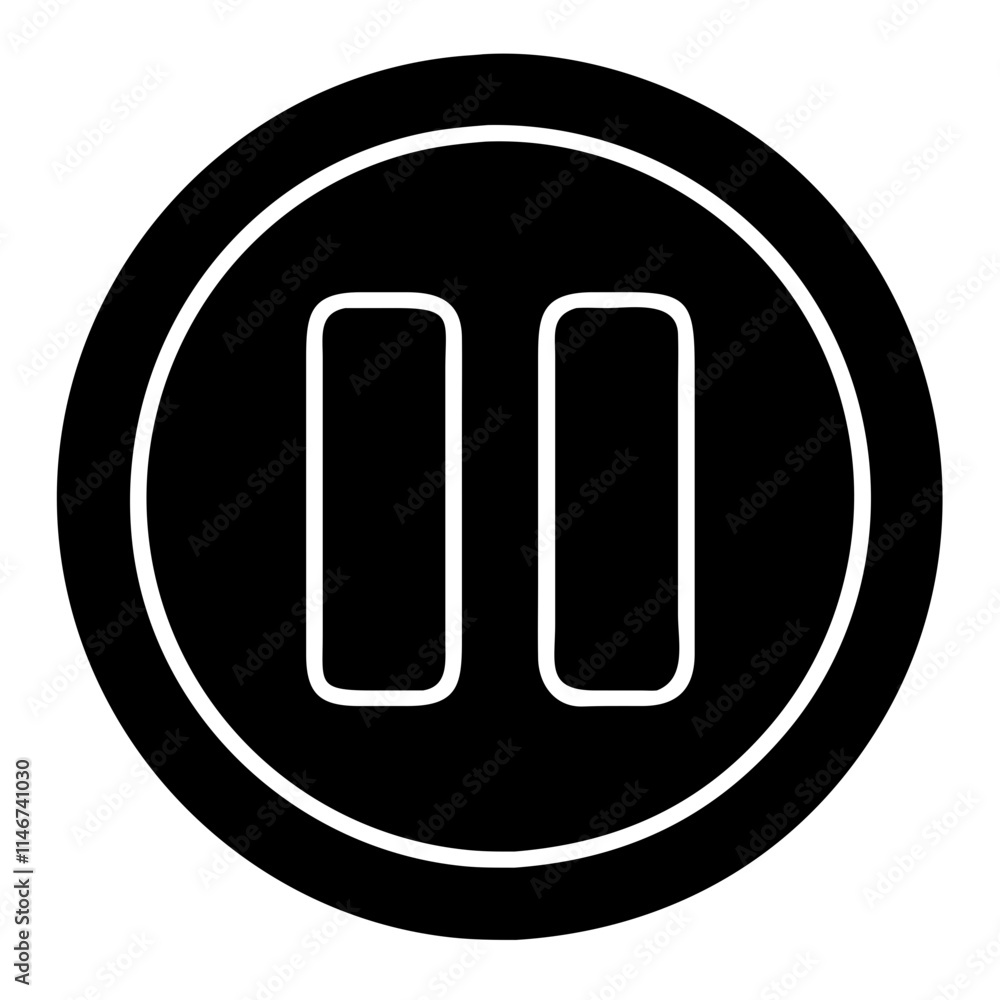Poster vector graphic circular pause button for multimedia and technology use