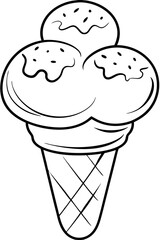 A simple ice cream cone with two scoops illustration for digital use and design projects, stock art for creative and commercial use.