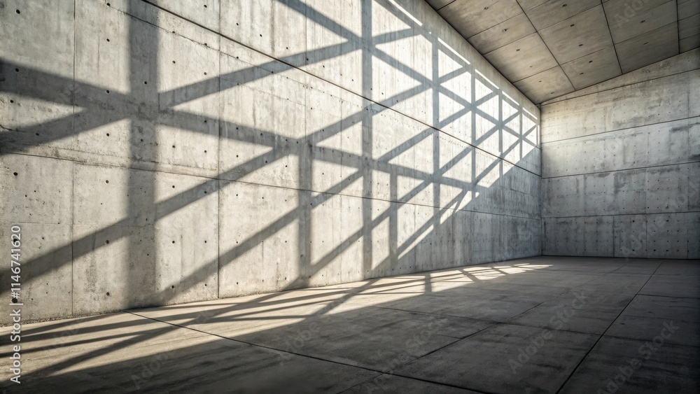 Poster geometric shadow patterns cast upon a concrete wall and floor