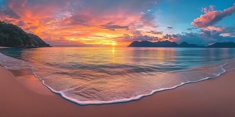Marvellous Sunrise Beach. Tranquil Holiday Destination. Sea and Sky concept.
