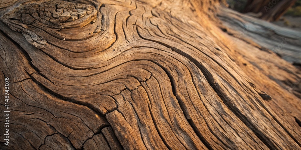 Aufkleber A Close-Up View of the Intricate Grain Patterns and Texture of a Weathered, Sun-Kissed Tree Trunk