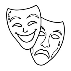  Theater Comedy and Tragedy Masks Vector Illustration Symbolizing Drama Arts