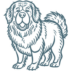 Fototapeta premium Fluffy Dog Vector Illustration Thick-Coated Happy Canine Art for Pet Designs