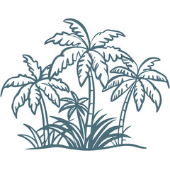 Obraz premium Tropical Palm Trees Vector Illustration Exotic Island Nature