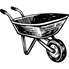 Vintage Wheelbarrow Illustration for Gardening and Landscaping Projects