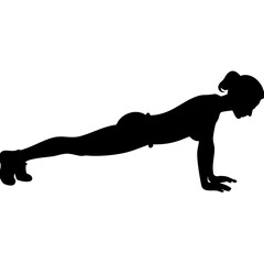  Silhouette of Woman Performing Plank Exercise for Fitness and Strength Training