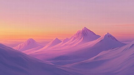 Fototapeta premium serene pink sunset over snowy mountains