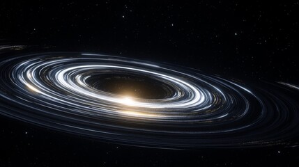 Radiant white and golden lens flare with circular halos and streaking light rays, shining brightly against a dark black backdrop