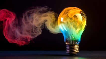 A glowing light bulb representing creativity and innovation with a bright, electric energy