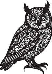 owl mandala design on a white background