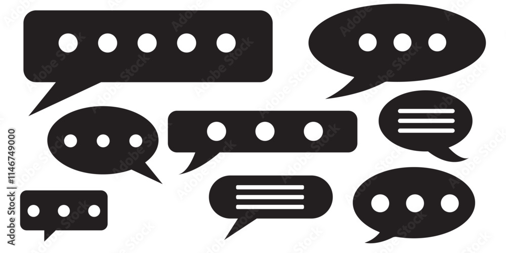 Poster set of speech bubbles. speak bubble text, cartoon chatting box, message box. blank empty speech bubb