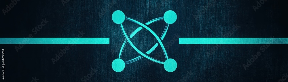 Poster abstract futuristic design with glowing turquoise lines and interconnected circles representing tech