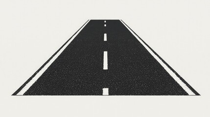 Straight asphalt road with white lines vanishing point perspective.