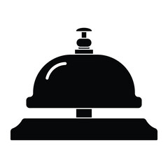 Desk bell vector icon. Reception bell symbol for hospitality, service environments, and tabletop use. Black silhouette isolated on white background.