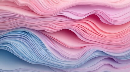 Obraz premium Abstract layered paper texture in soft pink and blue hues, creating a calming and artistic background suitable for various creative projects and digital media.
