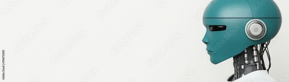 Aufkleber futuristic robot head profile against a neutral background, showcasing advanced technology and human