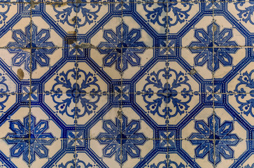 Colorful old portoguese ceramic tiles in Lisbon