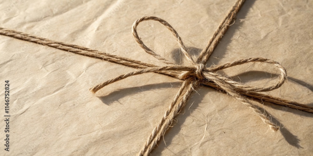 Aufkleber a close-up view of a package wrapped in brown paper and secured with a knotted twine bow