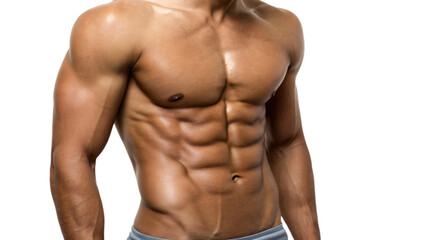 Fototapeta premium Muscular male torso with defined abs, showcasing a fit and athletic physique
