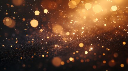 Fototapeta premium Warm golden light burst with soft and diffused edges, creating a luminous lens flare effect on a black background