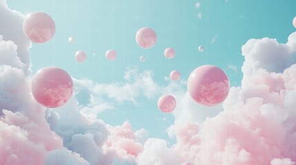 Fototapeta premium pastel pink bubble dreamland sky cloudscape fantasy art