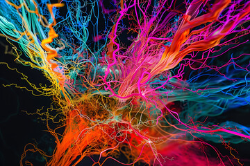 Electron microscopy of brain neural network showcasing intricate neural connections and scientific detail.
