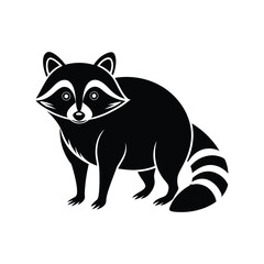 raccoon silhouette vector illustration on white background