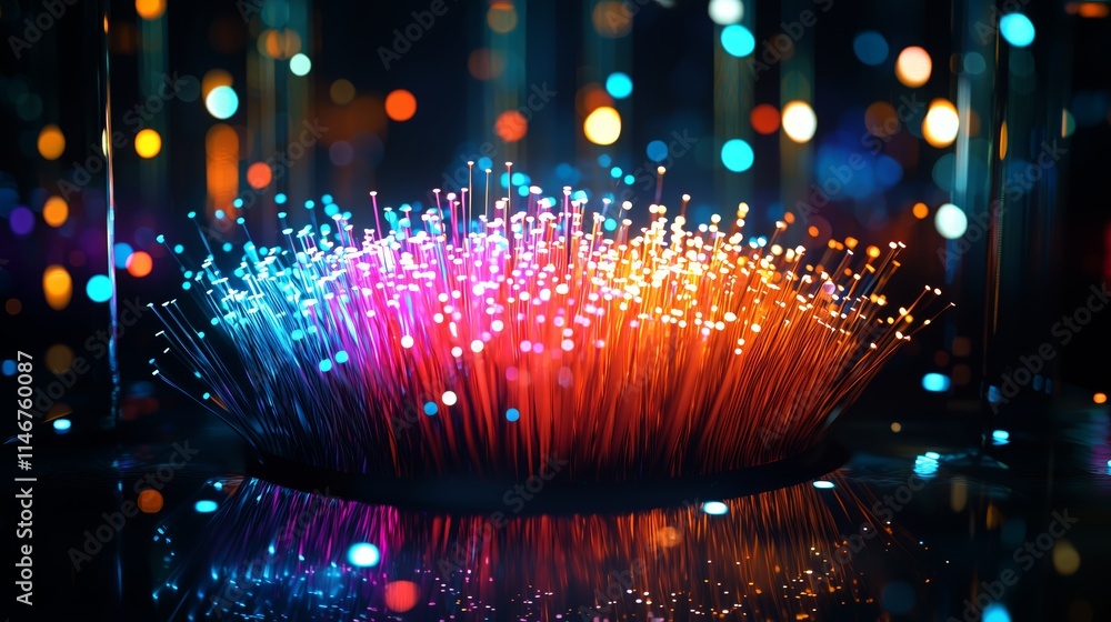 Poster a captivating display of colorful fiber optic lights creating a vibrant abstract background with ref