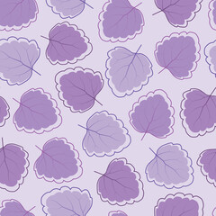 Floral seamless pattern. Allover print floral surface design of purple leaves