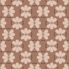 Floral seamless pattern. Bohemian surface design of stylized monochromatic flowers