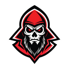 red skull head icon on white background