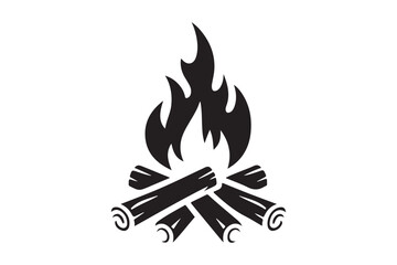 campfire icon silhouette illustration with white background 3