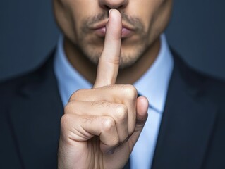 Confident businessman in suit pointing finger directly at camera with assertive expression against white background.