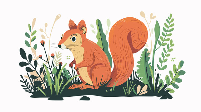 Playful Cartoon Squirrel Illustration on White Background