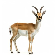 Fototapeta premium Slender horned gazelle, gazella leptoceros, standing still on white background