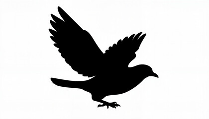 Obraz premium Silhouette of a bird in flight with wings spread wide in a dynamic pose with copy space