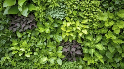 Fototapeta premium Lush Greenery Adorning a Vertical Wall in a Serene Garden Setting