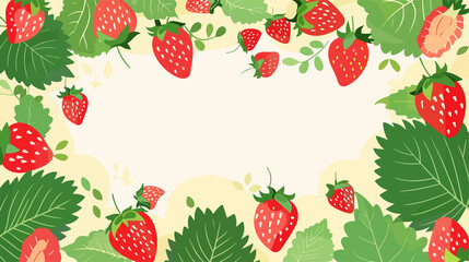 Vibrant Vector Illustration of Strawberry Fruit and Leaf