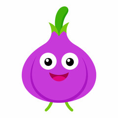 Adorable cartoon Garlic character with big eyes and smooth texture