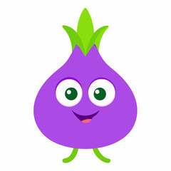 Adorable cartoon Garlic character with big eyes and smooth texture