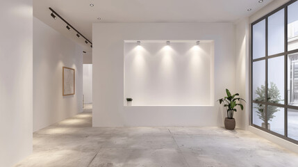 White window on a blank wall in an empty modern interior room