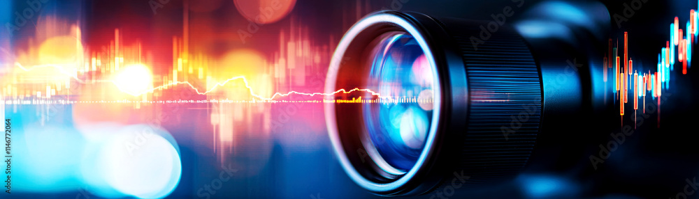 Aufkleber analyzing stock market trends through binocular lenses a visual guide to charts and data interpretat