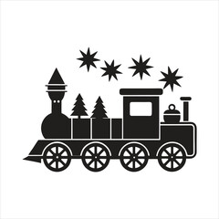 Fototapeta premium Christmas Train Silhouette Vector Illustration of Holiday Themed Locomotive Design for Festive Decorations