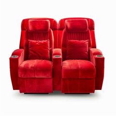 Obraz premium Luxurious red velvet cinema seats providing ultimate comfort and convenience for moviegoers