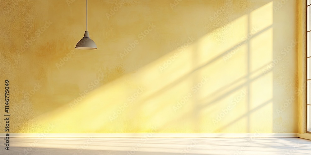 Poster a light yellow wall with a textured surface, perfect for creating an elegant and minimalist backgrou