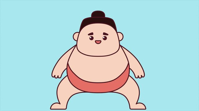 Cute little sumo wrestler. Abstract loop animation