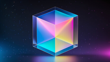 Fototapeta premium Quantum Cube Realities in a Dark Gradient Void, Transitioning from Black to Deep Purple