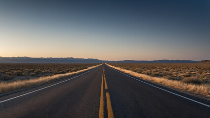 Naklejka premium Single Road Leading to a Bright Horizon